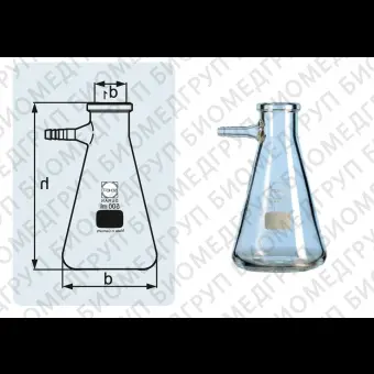 Колба Бунзена, 2000 мл, горловина 60 мм, со стеклянным отводом, 1 шт., DWK Life Sciences Duran, Wheaton, Kimble, 212016308