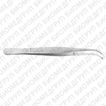 BD527R  пинцет хирургический, изогнутый, зубчики 1х2, длина 145 мм