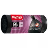 Paclan, Мешки для мусора Standard 60л, ПНД, 60 х 72 см, 7,4 мкм, черные, в рулоне 20 шт